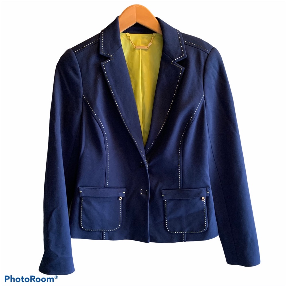 TRINA TURK Outline Stitch Navy Blazer